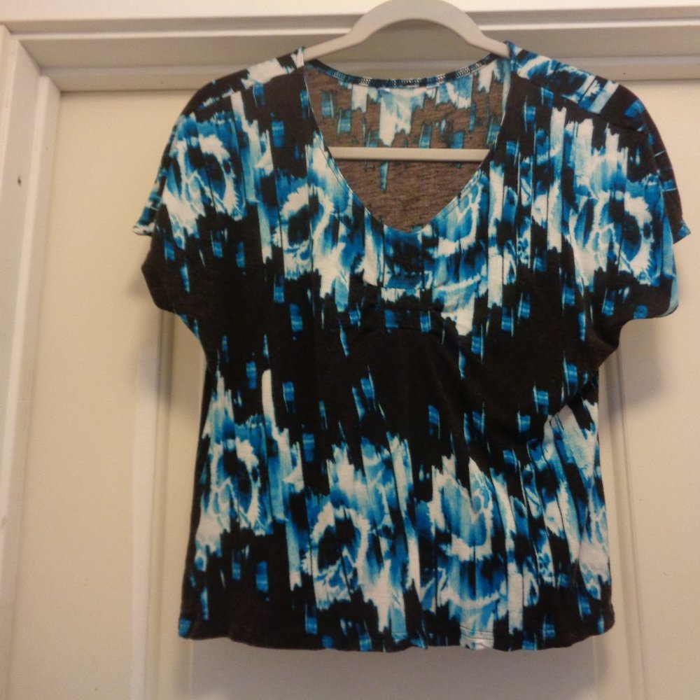 FESTIVAL FITS PAINT COLORS COCONUT GIRL TROPICAL RAYON BLOUSE S